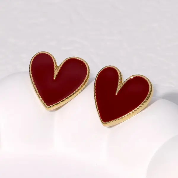 304 Stainless Steel Heart Shape PVD Coated 18K Real Gold Plated 18K Gold Sweet Simple Style Waterproof Non Tarnish Plating Ear Studs