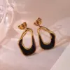 304 Stainless Steel Asymmetrical Irregular Electroplating Golden Plated Elegant Simple Style Waterproof Non Tarnish Asymmetrical Hoop Earrings