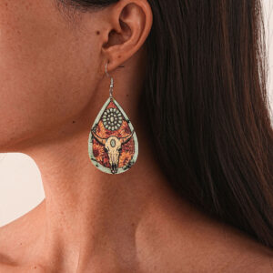 Wholesale European and American New Eco-friendly Acrylic Wooden Earrings Distinctive Western Denim Theme Cowboy Hat Earrings