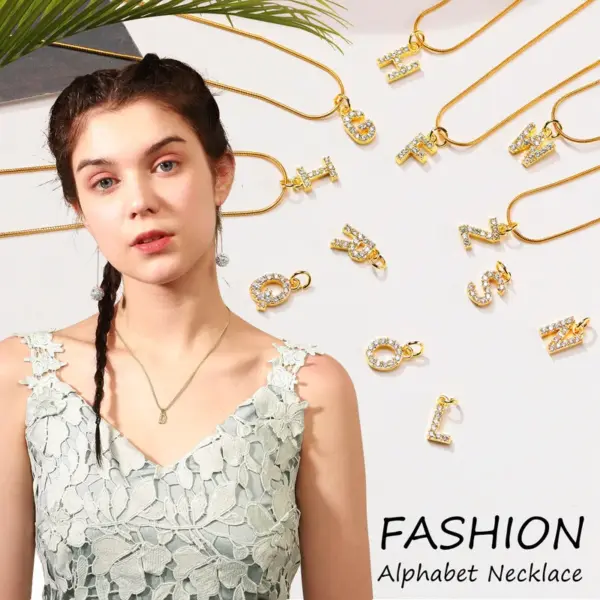 Wholesale INS Style Simple Style Letter Copper Plating Inlay 18K Gold Plated Zircon Necklace Pendant