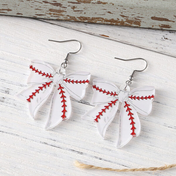 Wholesale Cross-border Hot Sports Bow Pendant Earrings Ball Games Earrings Sports Fans Acrylic Earrings