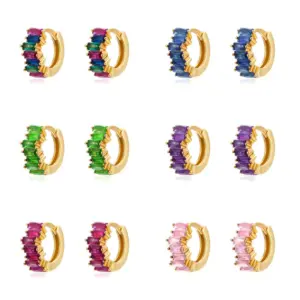 Fashion Geometric Plating Metal Artificial Gemstones Copper Earrings