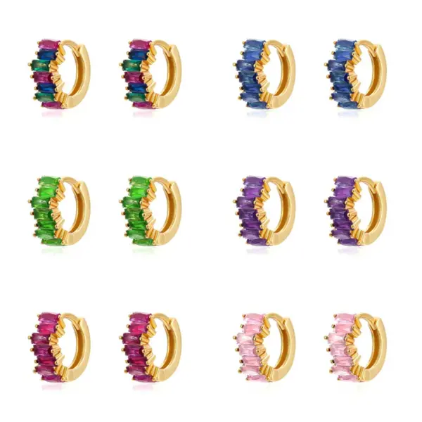 Fashion Geometric Plating Metal Artificial Gemstones Copper Earrings