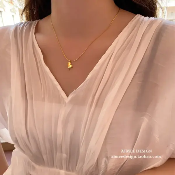 Wholesale PVD Coated 18K Gold Plated Geometric 304 Stainless Steel Simple Style Waterproof Non Tarnish 304 Stainless Steel Necklace