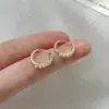 Wholesale 1 Pair Simple Style Circle Copper Plating Inlay Pearl 14k Gold Plated Earrings
