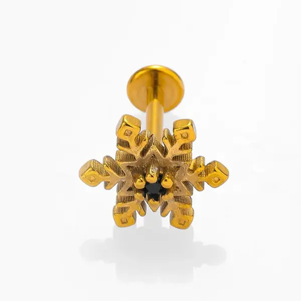 1 Piece Lip Rings Simple Style Heart Shape Snowflake 316L Stainless Steel Waterproof Non Tarnish Surgical Steel Zircon Ion Plating (IP) 18K Gold Plated Lip Rings Ear Cartilage Rings & Studs Nose Rings & Studs