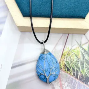 Lansong Silver / Lucky Tree Water Drops (Including Leather Rope) 13.5G