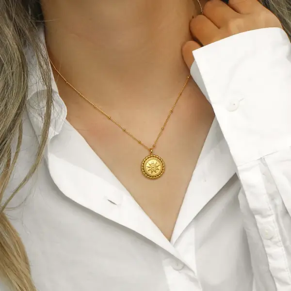 Wholesale PVD Coated Real Gold Plated 18K Gold Geometric 304 Stainless Steel Fashion Waterproof Non Tarnish 304 Stainless Steel Necklace