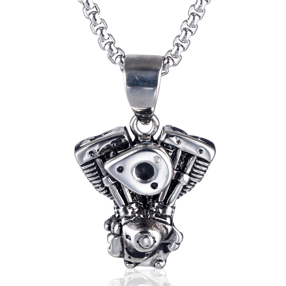 Wholesale Promotional AliExpress Men Retro Motorcycle Stainless Steel Chain Punk Gothic Moto Engine Engine Necklace
