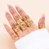 Wholesale PVD Coated Human Face Heart Shape 304 Stainless Steel Retro Classic Style Waterproof Non Tarnish Open Ring