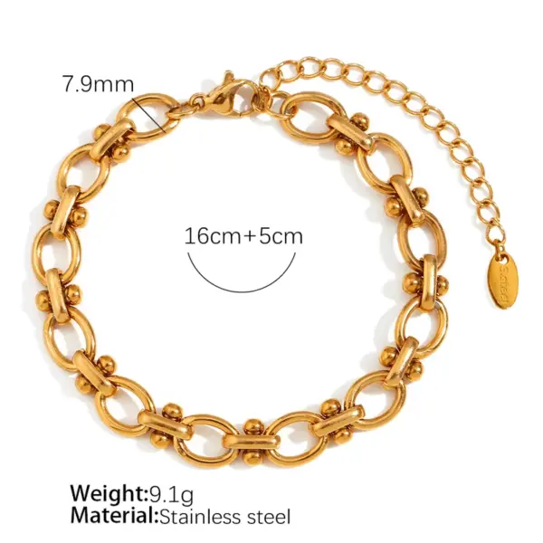 Wholesale 304 Stainless Steel Solid Color PVD Coated 18K Real Gold Plated Elegant Retro Waterproof Non Tarnish Plating Chain Gold Silver Bracelets Necklace