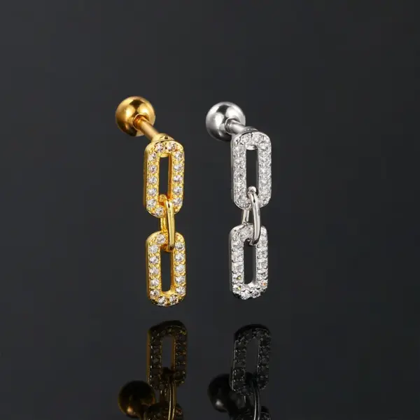 Wholesale Fashion Full Diamond Screw Ball Zircon Lip Print Heart-shaped Pierced Earrings Women's Style Geometric Pattern Personality Craft Earrings