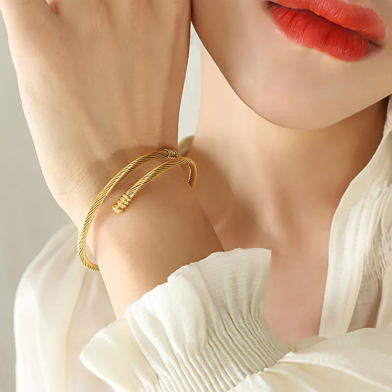 Wholesale Water Plating Solid Color Stainless Steel Titanium Steel Fashion Bangle