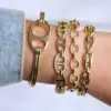 Wholesale Fashion New Inlaid Zirconium Geometric Metal Pig Nose Copper Open Bracelet Jewelry