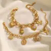 Wholesale Ion Plating (IP) 18K Gold Plated Cross Heart Shape Flower 304 Stainless Steel Elegant Religion Artistic Multi Charms Bracelet