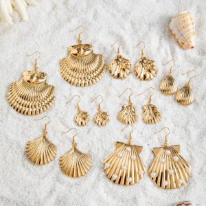 Wholesale European and American Cross-border Bohemian Metal Scallop Earrings Personalized Fashion Pearl Shell Earrings Earrings for Women