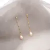 Wholesale Freshwater Pearl Ferroalloy Geometric Electroplating Vacuum Plating Real Gold Plated 18K Gold Vintage Style Classic Style Waterproof Non Tarnish Handmade Pink Gold Drop Earrings