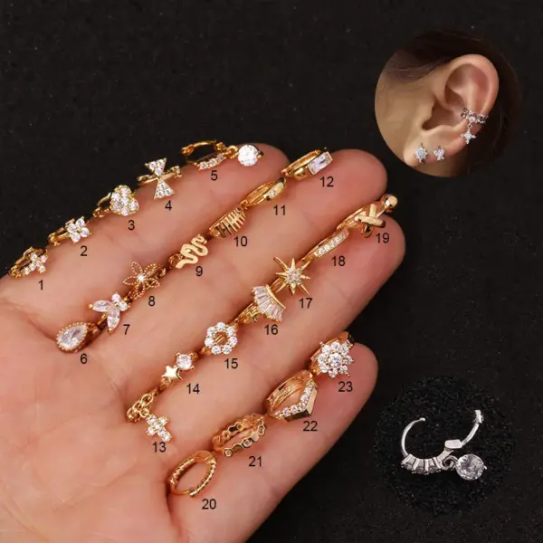 Ear Cartilage Rings & Studs Exaggerated Flower Copper