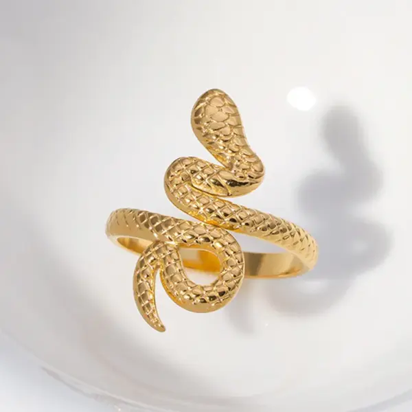 Wholesale Retro Snake Stainless Steel Open Ring 1 Piece