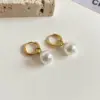 Wholesale 1 Pair Elegant Basic Geometric Plating Imitation Pearl Titanium Steel Drop Earrings