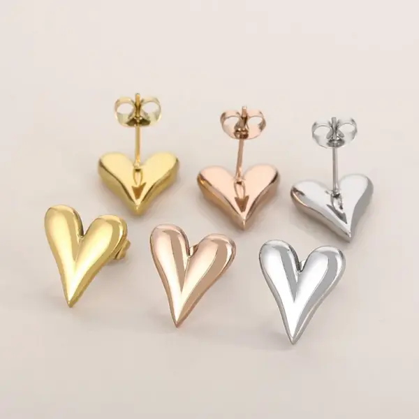Fashion Heart Shape Stainless Steel Plating Drop Earrings 1 Pair