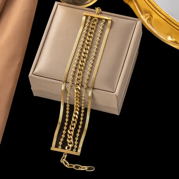 Wholesale 304 Stainless Steel Solid Color PVD Coated 18K Gold Plated Real Gold Plated Simple Style Waterproof Non Tarnish Plating Rope Chain Gold Bracelets