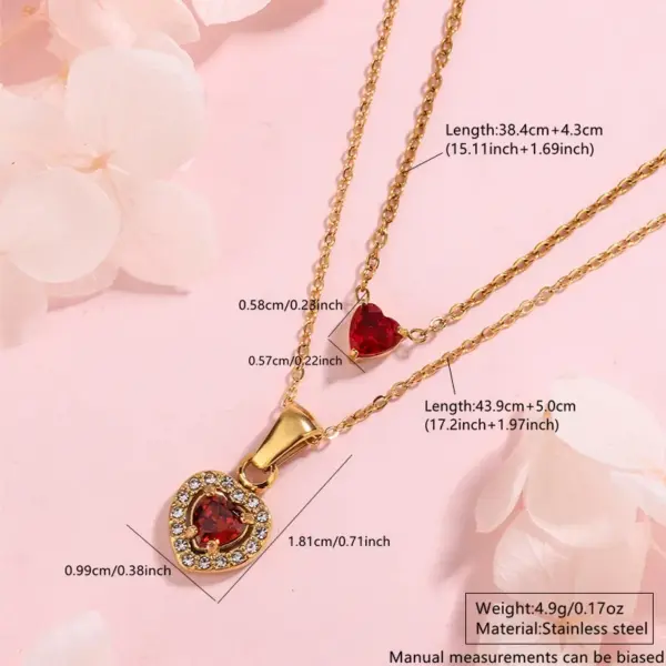 304 Stainless Steel Glass Heart Shape Ion Plating (IP) Artificial Rhinestones 18K Gold Plated Vintage Style French Style Classic Style Waterproof Non Tarnish Inlay Cable Chain Multicolor-Golden Yellow Pendant Necklace Necklace