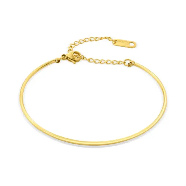 Wholesale PVD Coated Real Gold Plated Solid Color 304 Stainless Steel Simple Style Waterproof Non Tarnish 304 Stainless Steel Bangle
