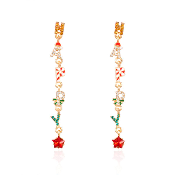 Wholesale Colorful rhinestone Christmas tree earrings