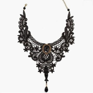 Wholesale Gothic choker lace necklace women's necklace simple exaerated black clavicle chain fake collar handmade jewelry