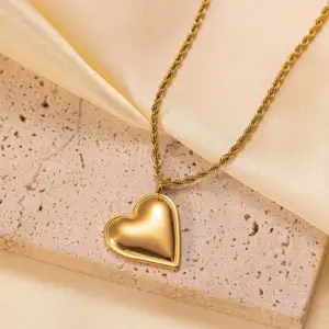 Qyh6085 Big Heart Necklace / Gold
