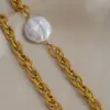Wholesale PVD Coated Real Gold Plated 18K Gold Round 201 Stainless Steel Freshwater Pearl Elegant Waterproof Non Tarnish Bracelets Necklace