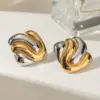 1 Pair Retro Classic Style Square Solid Color 304 Stainless Steel 18K Gold Plated Ear Studs