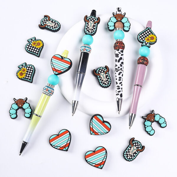 Wholesale Factory new children's jewelry vintage Denim silicone beads sunflower loose beads cartoon heart shaped silicone beads