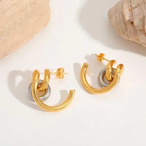 1 Pair Casual Basic Simple Style Irregular Round Heart Shape Mixed Metal 304 Stainless Steel 18K Gold Plated Ear Studs