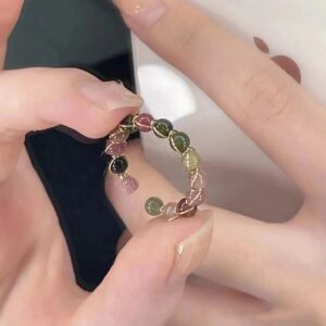 Imitation tourmaline open ring