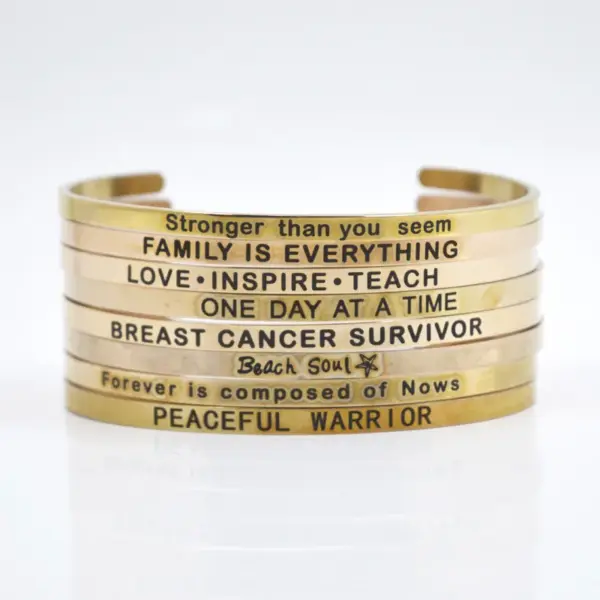 Wholesale Casual Simple Style Letter Stainless Steel Cuff Bracelets In Bulk