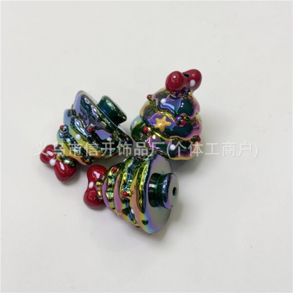 Wholesale Through-hole acrylic electroplated Christmas tree beads
