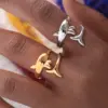 Wholesale PVD Coated Real Gold Plated 18K Gold Dolphin 304 Stainless Steel Cute Vacation Beach Waterproof Non Tarnish Rings