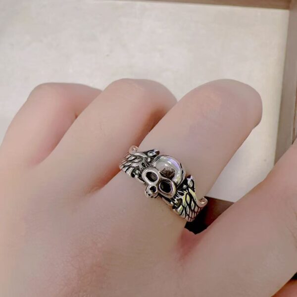 Wholesale Fashion Skull Ring Demon Angel Domineering Personality Trendy Ring Vintage Distressed Skull Men's Ring