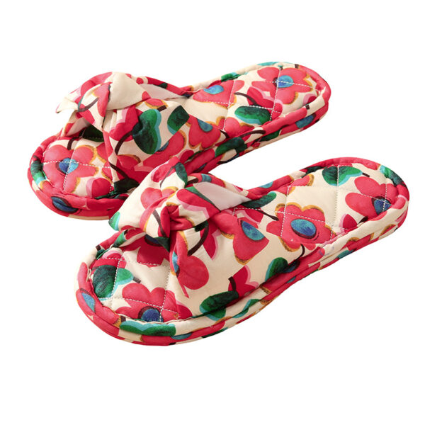 Wholesale Early Spring New Fabric Classy Bow Cloth Slippers Indoor Home Non-slip K-style Spring and Summer Four-season Slippers for Women