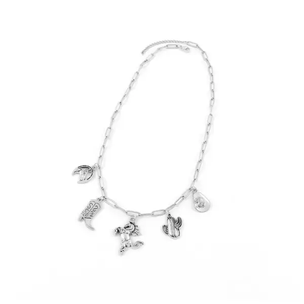 Wholesale Retro Western Cowboy Boot Gun Locket Necklace For Women Stainless Steel Cactus Horse Head Multi-Pendent Lobster Clasp Chain
