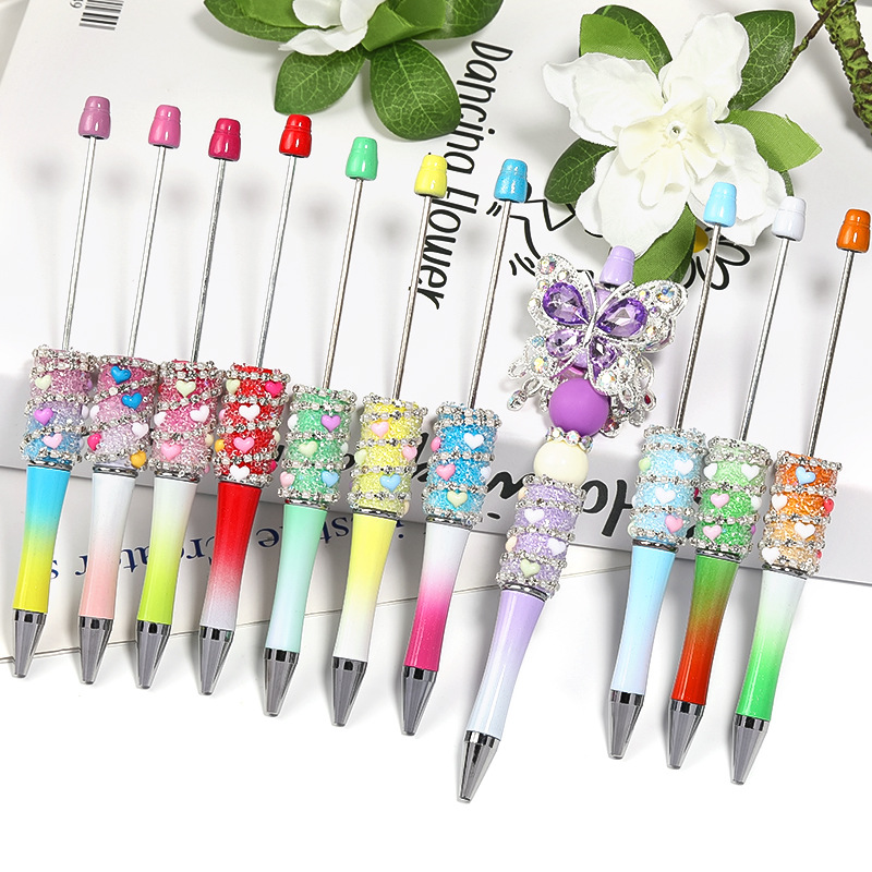 Wholesale beadable pens Flash rhinestone diy beadable pen