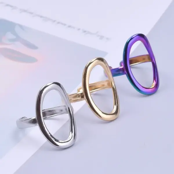 PVD Coated Real Gold Plated Solid Color 304 Stainless Steel Commute Waterproof Non Tarnish Rings