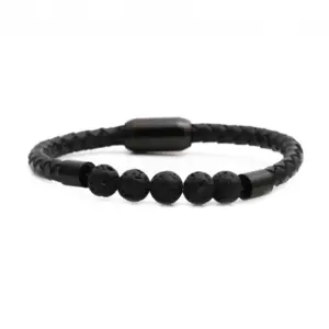 Wholesale Fashion Geometric 304 Stainless Steel Volcanic Rock Tiger Eye No Inlaid Natural Stone Bracelet In Bulk