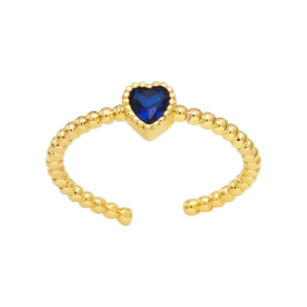 Wholesale Copper Plating Inlay Heart Shape Zircon Open Rings