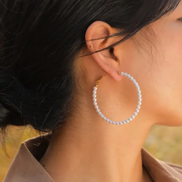 Wholesale PVD Coated Geometric 303 Stainless Steel Simple Style Waterproof Non Tarnish 304 Stainless Steel Hoop Earrings