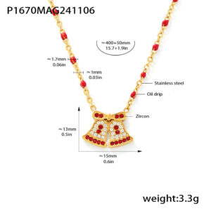 P1670 - Gold Christmas Bell Necklace