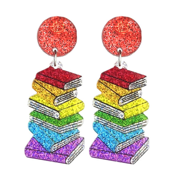 Wholesale teacher reading atmosphere earrings shiny bright cute acrylic earrings