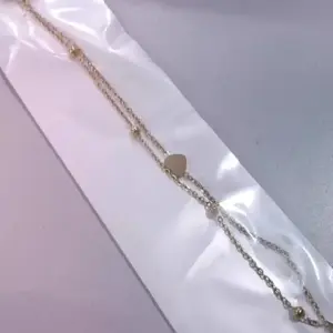 【XKB2027】Heart Double Layer Bead Chain Bracelet / Gold